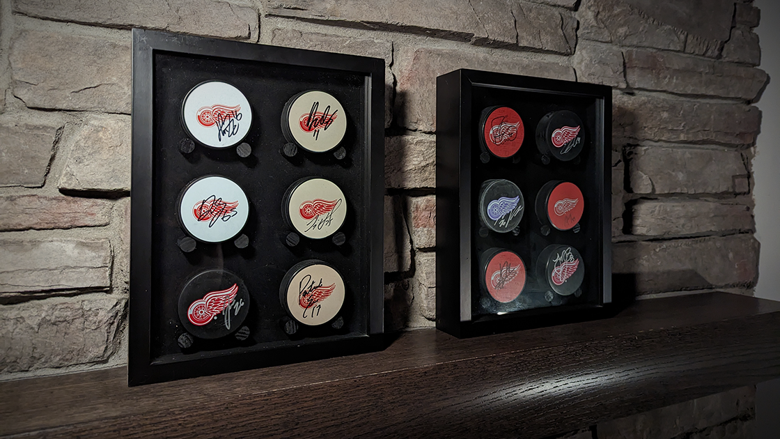 thumbnail image 2 of Wall Mount Puck Holder 12-Puck Hockey Display Case - Wall Mount Shadow Box For Hockey Puck Collection Wall Mount Puck Case 2 of 10